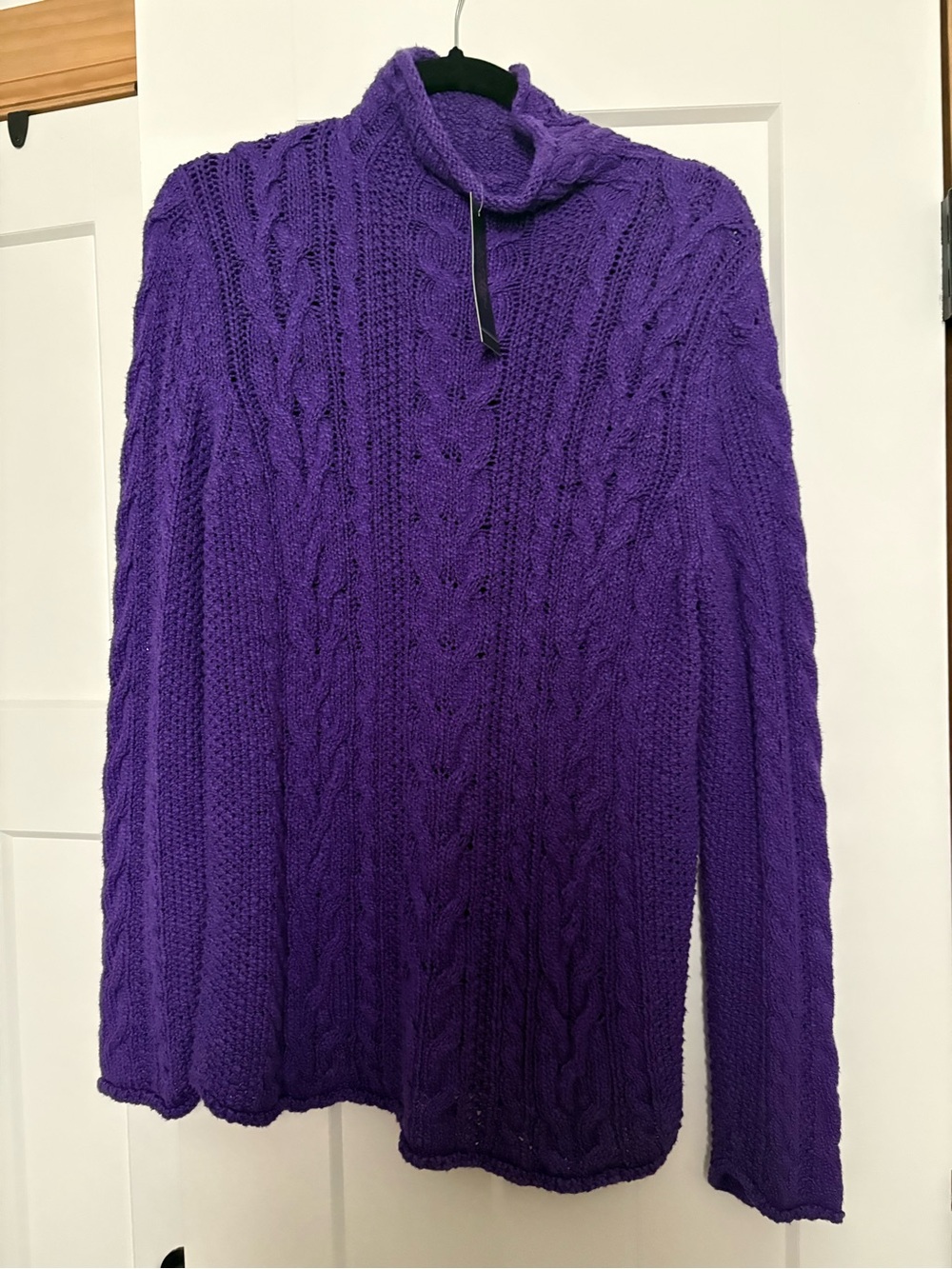 Ralph Lauren Purple Cable-Knit Turtleneck Sweater Size XL NWT